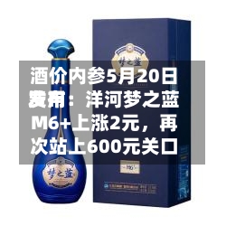 酒价内参5月20日费用
发布:洋河梦之蓝M6+上涨2元,再次站上600元关口